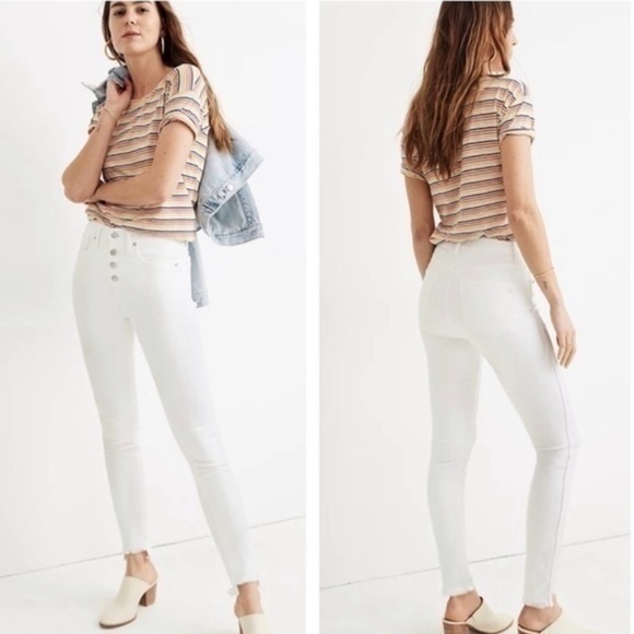 Madewell 10" High-Rise Skinny Jeans | Plus Size 24 | Pure White Step-Hem - Picture 1 of 9